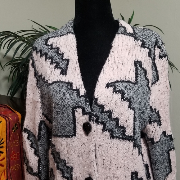 Marc Cain Checkered Cardigan from Soft Fabric Blend w/Alpaca. Size: 12. - Picture 6 of 13